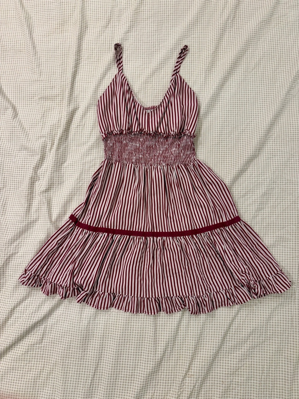 No Boundaries Red Striped Smocked Sundress